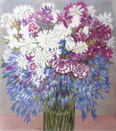 Agapanthus, Chrysanthemen und Nelken, 2012 von Joan Thewsey